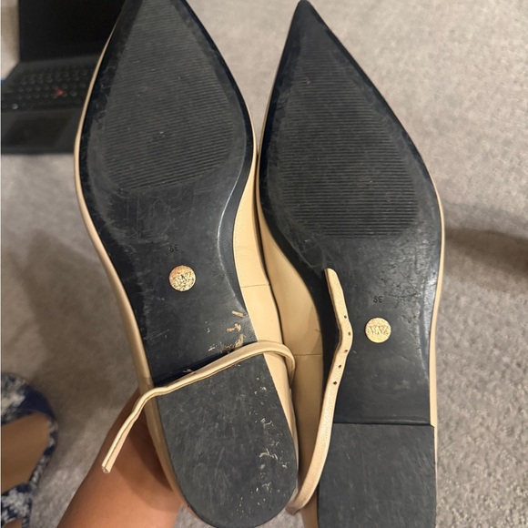 Zara Cream Pointed Toe Slingback Flats - Picture 3 of 3